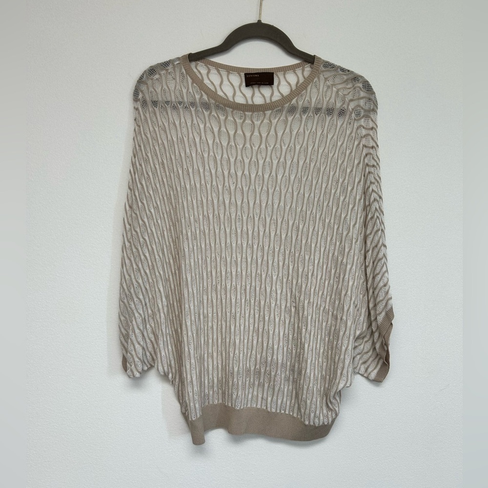 Kerisma Tan Nude Oversized Boat Neck Top Long Dolman Sleeves Sweater